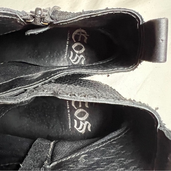 Eos Cisco Black Genuine Leather Chelsea Ankle Zip up Boots snake 38 8 - Picture 8 of 12